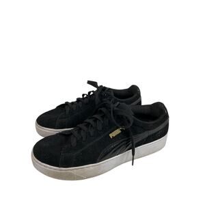 Size 9.5 Puma Black Suede Platform Vikky Sneaker Womens